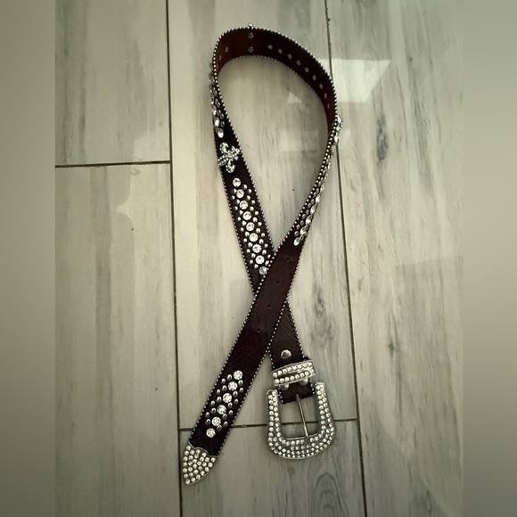 Accessories - Leather Copper Bronze Fleur De Lis Western RHINESTONE Belt M SM